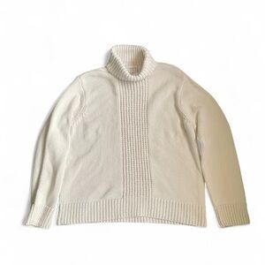 Liz Claiborne LizSport Women’s XL 100% Cotton White Chunky Turtleneck Sweater